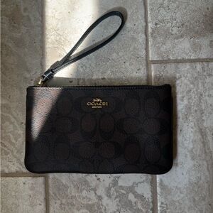 Coach Dark Brown Signature Wristlet
